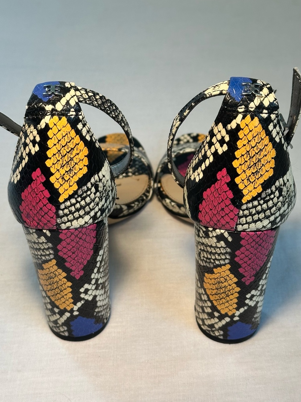 Sam Edelman Women's Snake-Print Block Heel Sandals in Multicolor - Picture 3 of 7